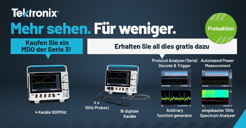 Gratis Bandbreiten-Upgrade und Optionen für das Tektronix Oszilloskop MDO3